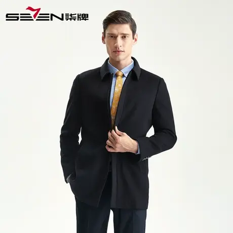 柒牌男装清仓尼克服秋冬新款真皮外套男士商务休闲中长款保暖大衣图片