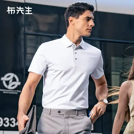 MrBu布先生专利领丝光棉短袖t恤男2024夏新款凉感翻领t恤AT15023商品大图