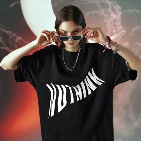 Nuthink欧美潮流高街字母短袖T恤男潮中性风潮牌宽松oversize半袖商品大图