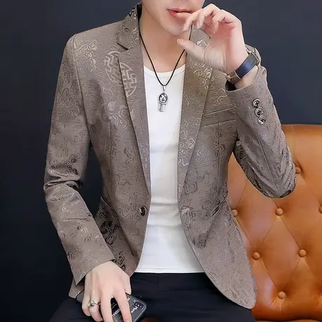 中国风西服男士秋季新款休闲小西服轻薄单西服男士外套小西装潮流商品大图