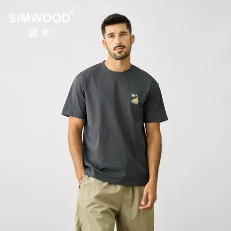 Simwood简木男装【宽松版型】200g速干凉感棉COOLMAX短袖T恤男商品大图