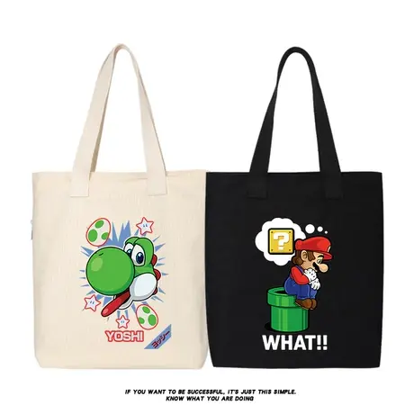 秀洛超级玛丽帆布包环保购物袋学生大容量托特包斜挎包手拎手提袋商品大图