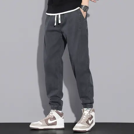 休闲长裤子男秋冬款灰色运动裤九分抽绳小脚束脚卫裤宽松潮流百搭商品大图