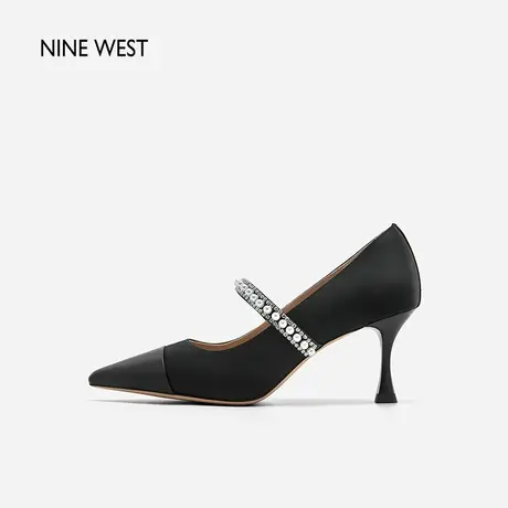 Nine West/玖熙千金风一字绊带高跟鞋2023秋新款尖头玛丽珍单鞋女商品大图