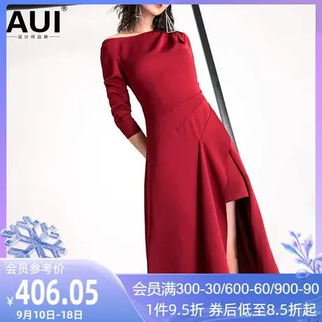 新年战裙欧洲站2023春装新款女装过年衣服女欧货酒红色气质连衣裙图片