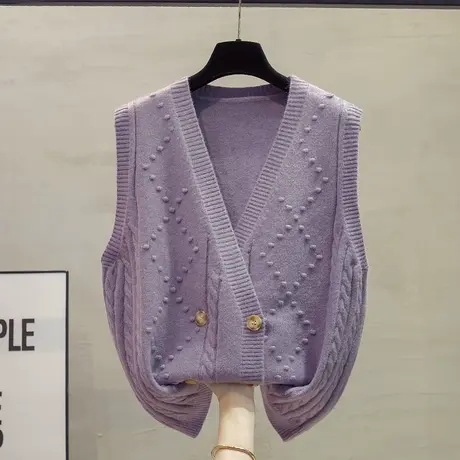 v领针织开衫马甲背心女2023秋装新款宽松外穿马夹叠穿毛衣坎肩潮商品大图