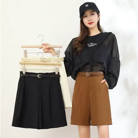 直筒五分裤女春夏2023新款高腰通勤西装阔腿裤韩版显瘦休闲短裤子商品大图