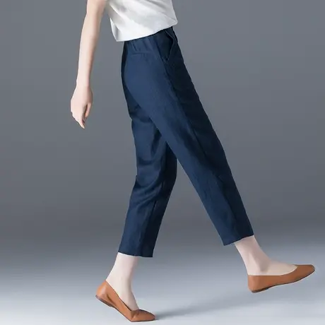 亚麻女裤夏季薄款2023新款休闲裤棉麻裤子夏九分八分哈伦裤萝卜裤商品大图