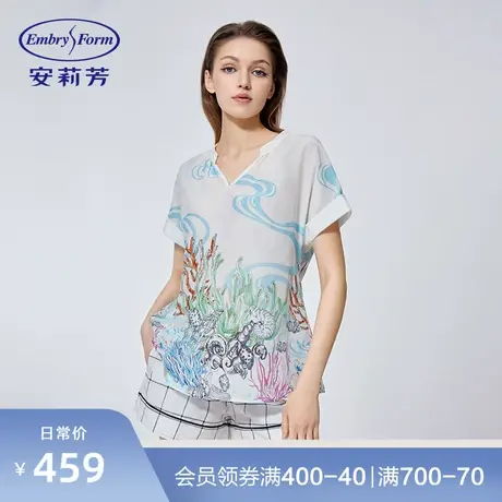 安莉芳薄款桑蚕丝棉质格子睡裤女舒适透气可外穿家居短裤EL00573商品大图