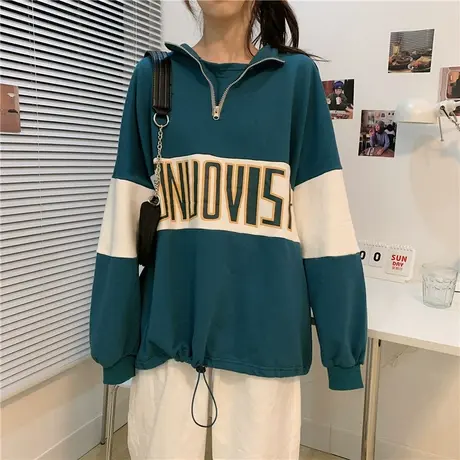 vintage卫衣女初秋宽松韩版ins上衣bf慵懒风春秋薄款oversize外套商品大图