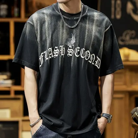 Modi Nick/摩帝尼克时尚潮流夏季男士t恤短袖宽松纯棉潮牌体恤男T商品大图