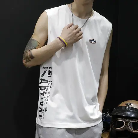 纯棉篮球背心男宽松坎肩男士无袖短袖运动健身ins潮牌大码夏季t恤图片