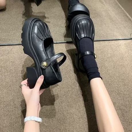 复古玛丽珍小皮鞋女2024年新款春秋季浅口单鞋粗跟高跟时尚女鞋子商品大图