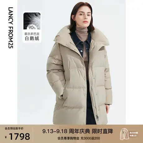 朗姿霍尔多巴吉白鹅绒连帽立领休闲高级感面包廓羽绒服女冬季新款商品大图
