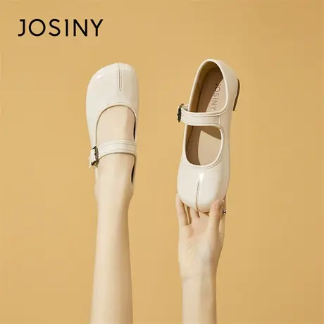 Josiny/卓诗尼玛丽珍鞋女2024新款春季软底低跟一脚蹬英伦小皮鞋商品大图