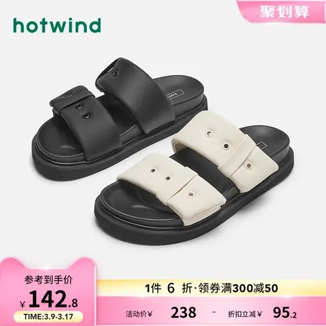 热风2023年夏季新款女士时尚拖鞋潮流一字拖居家外穿凉拖平底女鞋商品大图