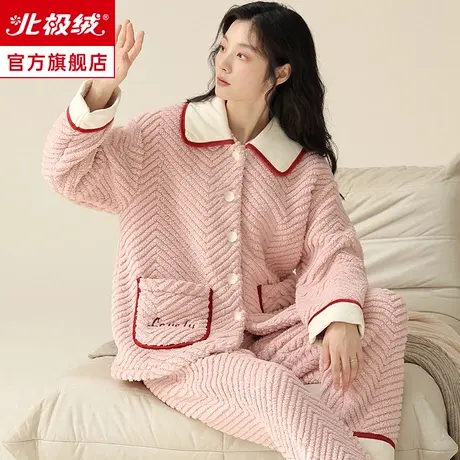 睡衣女秋冬季珊瑚绒加厚加绒可外穿保暖女士冬款家居服两件套装商品大图
