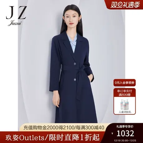 JZ玖姿商场同款轻熟休闲系带风衣外套女2023秋季新款JWCQ41110商品大图