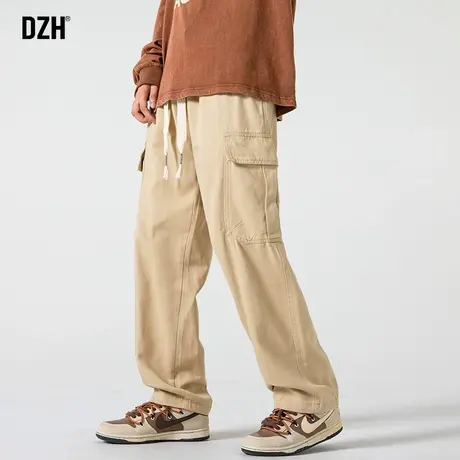 男士卡其色工装裤子男秋季直筒宽松2023年新款纯棉休闲长裤伐木裤商品大图