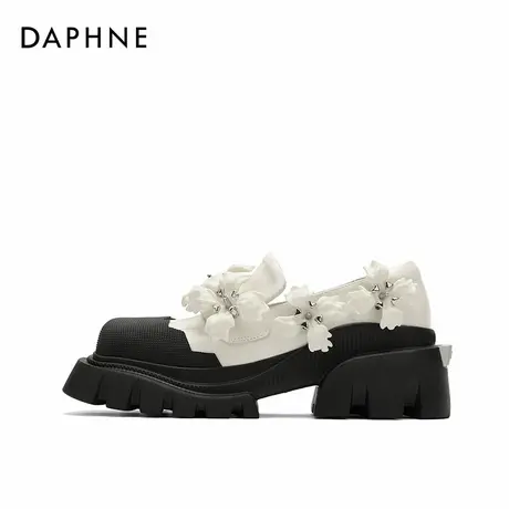DAPHNELAB达芙妮方糖乐福鞋女暗夜月桂2024新款小皮鞋女百搭真皮图片