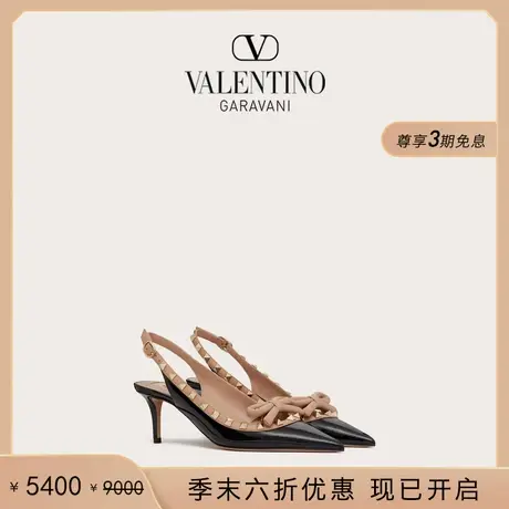 [季末优惠]华伦天奴VALENTINO女士 ROCKSTUD 后系带高跟鞋凉鞋图片