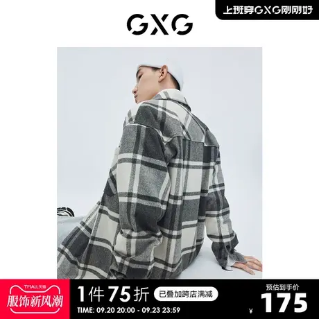 GXG奥莱 【生活系列】冬季新品商场同款新学院系列灰白格夹克图片