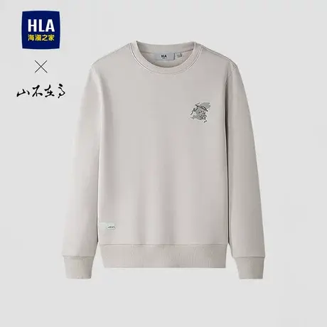 HLA/海澜之家山不在高卫衣2024秋季新款圆领刺绣柔软上衣外套男士图片