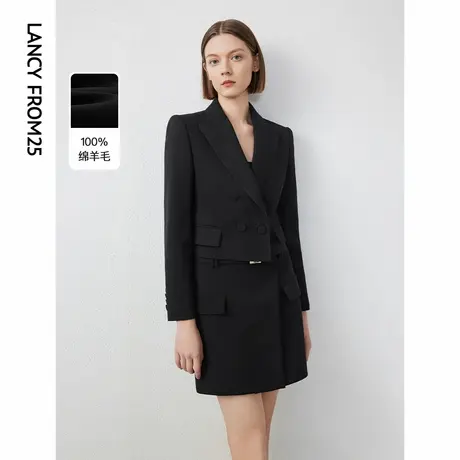 朗姿黑色设计感通勤职业西服外套2024年春季新款气质高级感西装女图片
