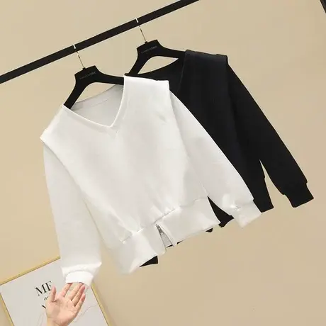 2023秋季新款设计感小众宽松套头洋气收腰卫衣女短款掐腰卡腰上衣商品大图