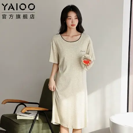 雅鹿睡裙女莫代尔短袖带胸垫送发圈套装2025年夏季薄款家居服睡衣商品大图