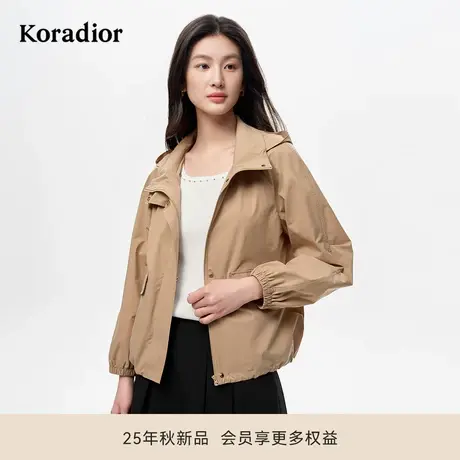 珂莱蒂尔koradior2025秋新短款风衣女士休闲百搭薄短外套上衣商品大图