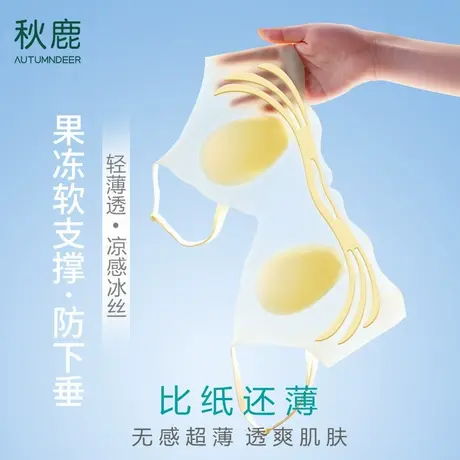 秋鹿兔耳朵内衣女夏季超薄款透气大胸显小无钢圈无痕美背文胸罩商品大图