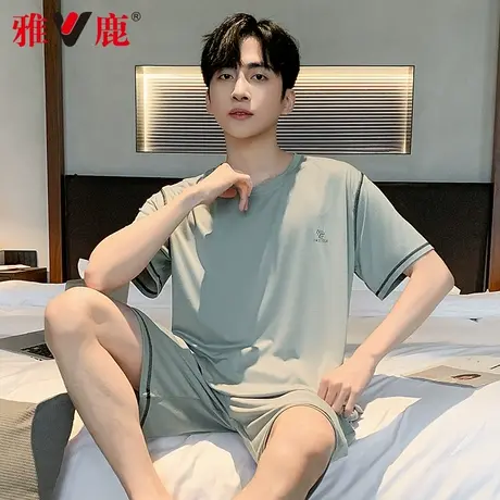 雅鹿男士莫代尔睡衣男款短袖短裤春夏季薄款青少年学生家居服套装商品大图
