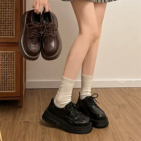 粗跟英伦风小皮鞋女2025秋季新款时尚日系配jk单鞋气质百搭乐福鞋商品大图