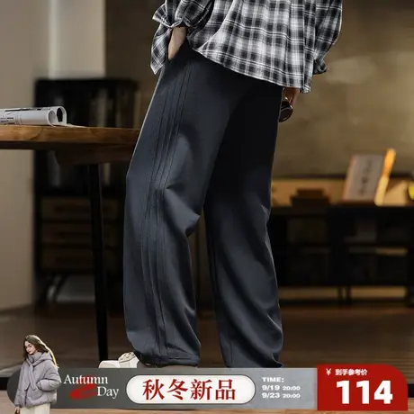唐狮2025秋冬季休闲长裤男侧边织带简约设计感宽松直筒裤痞帅潮流商品大图
