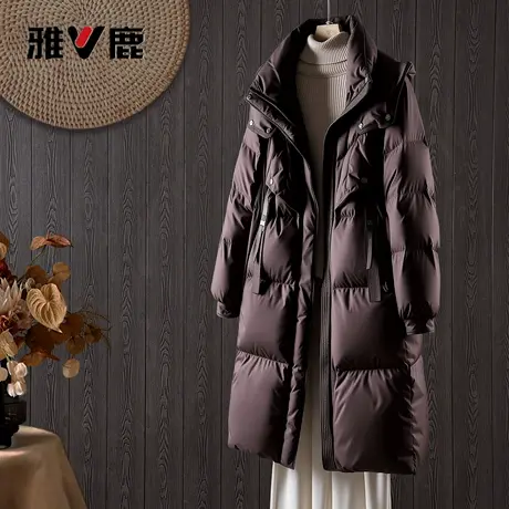 雅鹿官方新款冬季加厚女保暖户外休闲红羽绒服泡芙外套中长款防寒图片