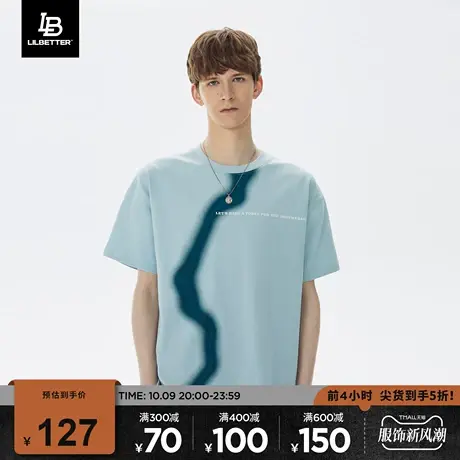 Lilbetter短袖T恤2023新款圆领体恤宽松潮流夏装设计感印花上衣LB商品大图
