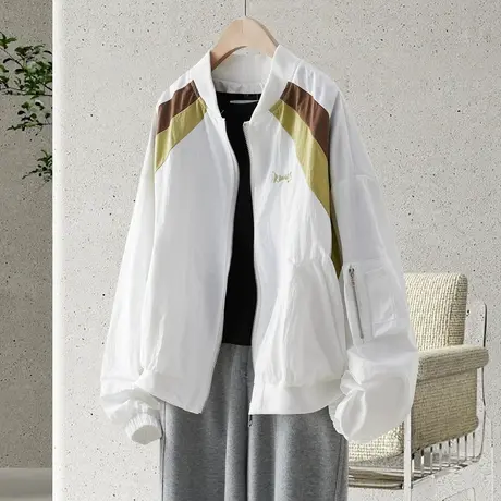 时尚休闲简约棒球服外套2023年春季新款女士简约宽松显瘦通勤上衣商品大图