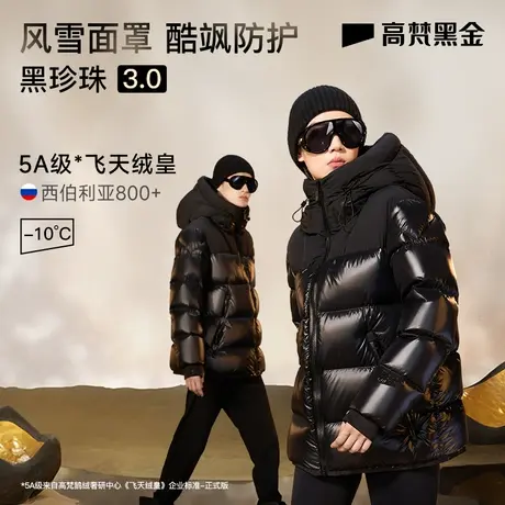【高梵黑金鹅绒服】黑珍珠3.0五格加厚羽绒服新款冬男女同款外套图片