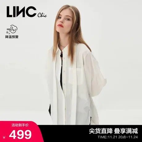 LINCCHIC金羽杰衬衫女新款宽松落肩造型感白衬衫女上衣S231SH075Y商品大图