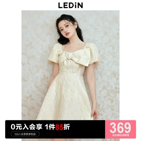 乐町优雅公主连衣裙2023夏季新款女收腰浪漫复古质感蝴蝶结礼服裙商品大图