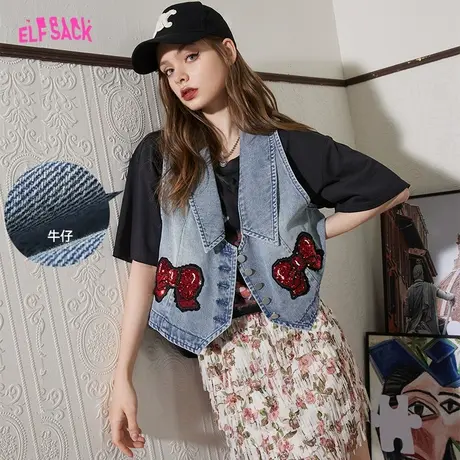 妖精的口袋可拆卸牛仔马甲女2023夏季新款外搭叠穿小背心设计感潮图片