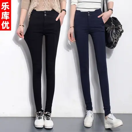 加绒加厚打底裤女外穿2022春秋新款保暖显瘦高腰弹力铅笔小脚裤子图片