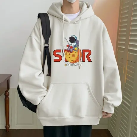 宇航员加绒连帽卫衣男春秋季ins潮牌重磅卡通vintage男生宽松外套商品大图