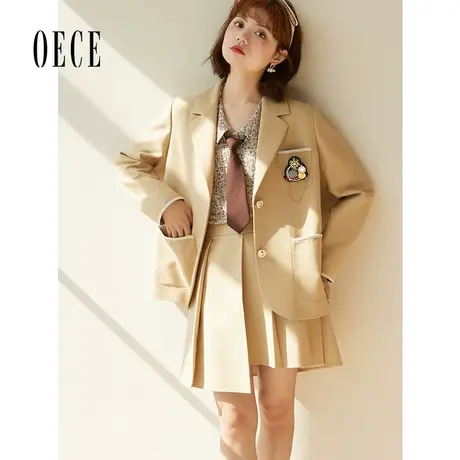 Oece设计感短裙年秋季新款女装复古百褶裙小众气质半身裙春秋商品大图