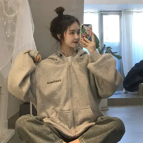 日系古着外套女春秋薄款宽松韩版ins潮牌bf风夏季复古港味棒球服商品大图