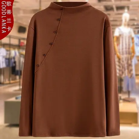 加肥加大码女装秋冬半高领打底衫200斤宽松洋气妈妈长袖T恤上衣图片