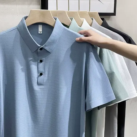肌理感轻奢夏季薄款无痕polo衫男短袖修身商务休闲翻领保罗t恤男商品大图