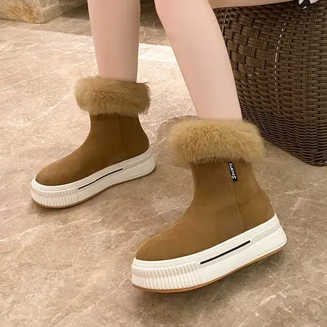 松糕厚底雪地靴女冬2023新款毛毛马丁靴加绒加厚保暖大棉短靴休闲图片