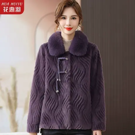 2023新款妈妈洋气短款中年女装秋冬装加绒加厚棉衣中老年棉袄外套商品大图